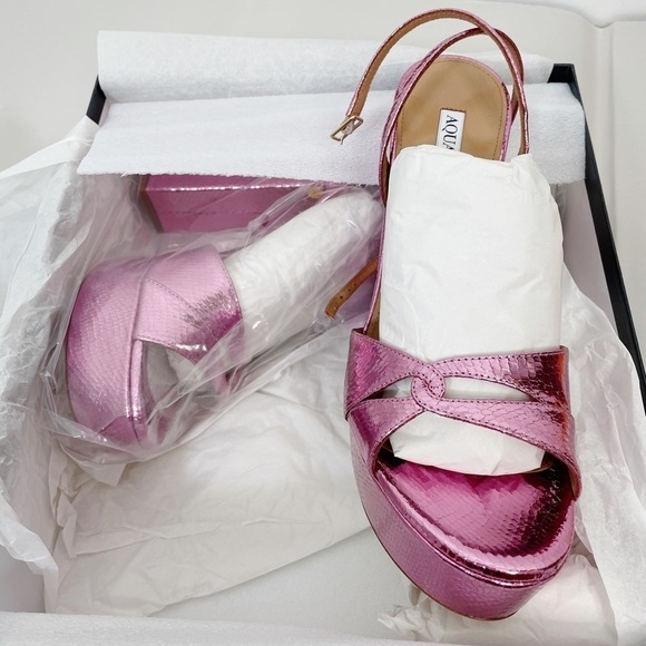 Aquazzura Sinner Snake Embossed Heels - Picture 7 of 8